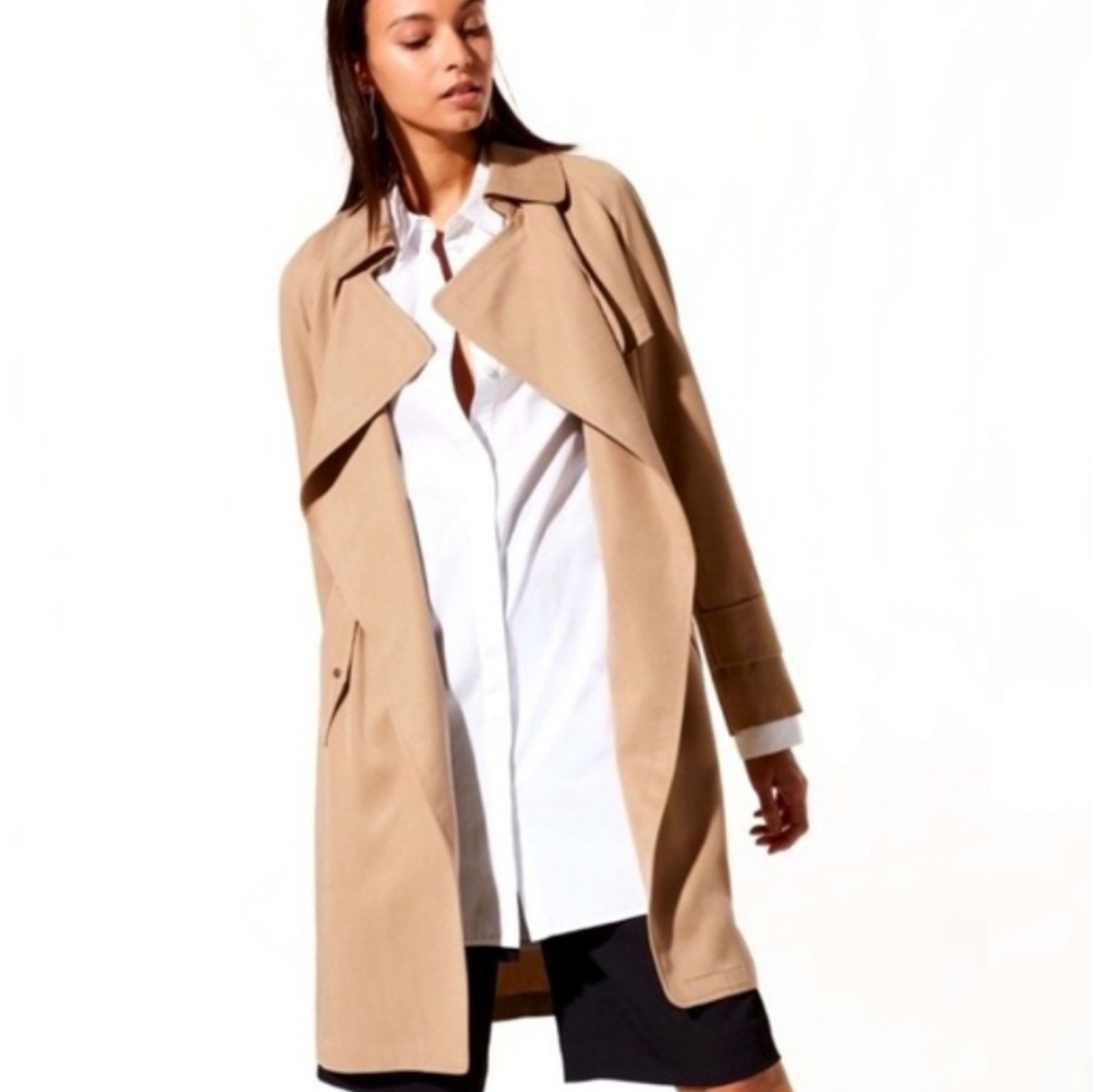 NWT Babaton Lawson Trench Coat Camel Brown Tawny Size Small